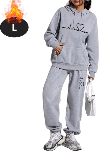 Nivard Joggingpak - Huispak - Volwassenen - Trainingspak - Comfortabel - Joggingsbroek - Tracksuit - Dames - Winter - Lichtgrijs - L