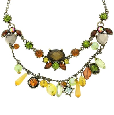Behave - Ketting met groene en amber steentjes - Eclectische stijl