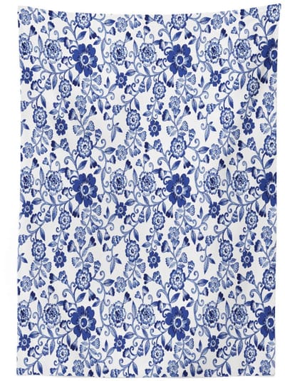 ABAKUHAUS Aquarel-tafelkleed – Bloemenmotief – 140×200 cm – violet/blauw/wit – Binnen/buiten