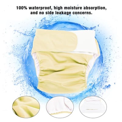 Herbruikbare wasbare, verstelbare luier voor volwassenen, grote luier, geel102 beige