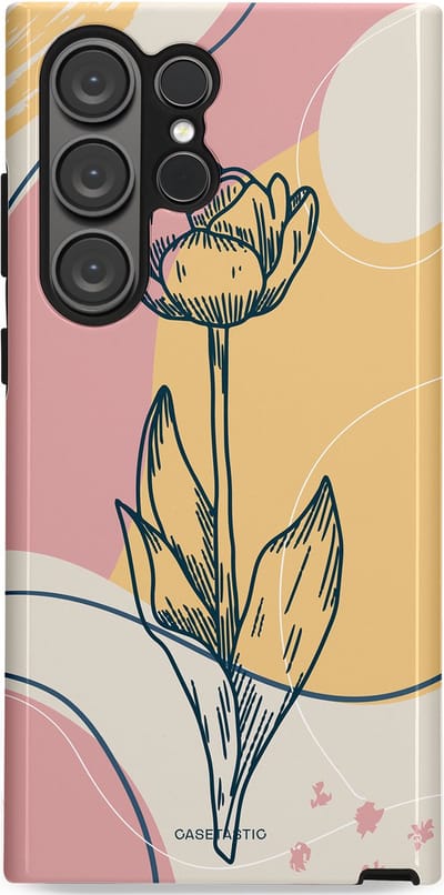 Casetastic Hoesje Geschikt voor Samsung S23 Ultra - Stijlvolle Beschermende Duo-layer Case - Zachte tulp