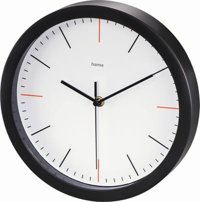 Hama Wandklok "MaxR", Ø 25 cm, geluidsarm, wit