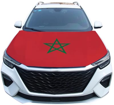 NordHaus Motorkaphoes Auto - Autovlag - Motorkapcover - Marokkaanse Vlag voor Autodecoratie - 115 x 160 cm
