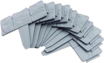 Tuinranden 20 Stuks - Gazonrand Kunststof - Tuin Afscheiden - Imitatie Steen Effect - 16 FT - Grijs