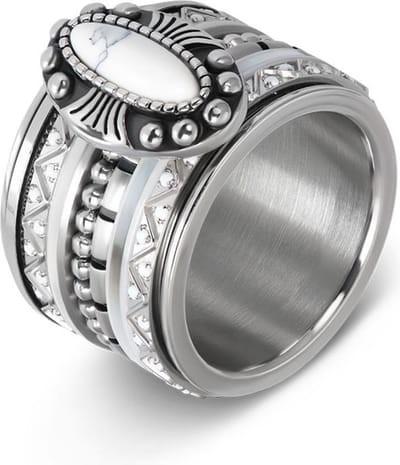 iXXXi invulring Indian White, Coral of Turquoise R05908 Zilver (2MM)