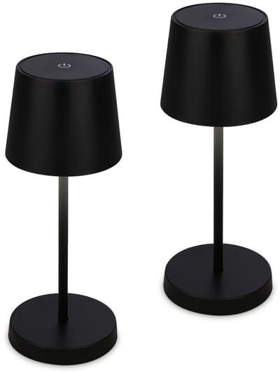 BRILONER Piha - Set van 2 Tafellampen oplaadbaar - dimbaar - USB - IP44 voor buiten & binnen - Ø10,5 x 26 cm - zwart