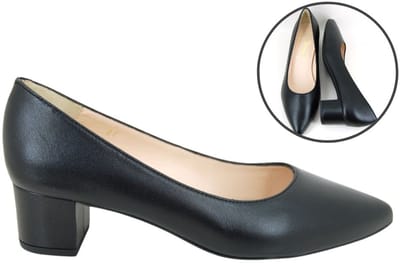 Stravers - Spitse Pumps met Blokhak Maat 43 Grote Dames Maten Luxe Zwarte Pumps