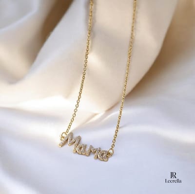 Leerella Goudkleurig Mama Ketting met Zirconia Letters - Liefdevol Cadeau voor Moeder