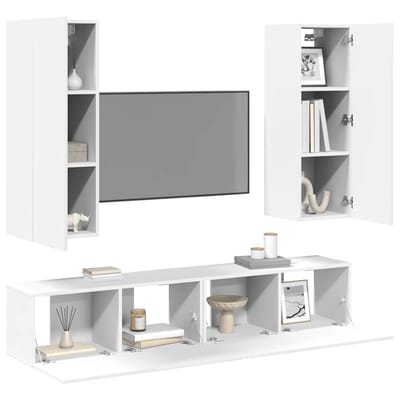 vidaXL - 4-delige - Tv-meubelset - bewerkt - hout - wit