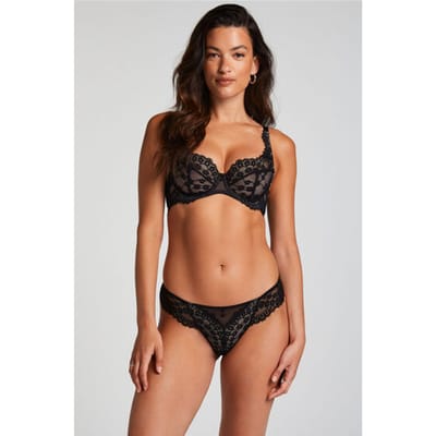 Hunkemöller Dames Lingerie String Daisy - Zwart - maat XS