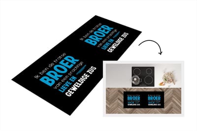 Keukenloper - Loper keuken - Broer - Zus - Ik ben de broer - Quotes - Spreuken - 120x50 cm - Keukenloper vinyl