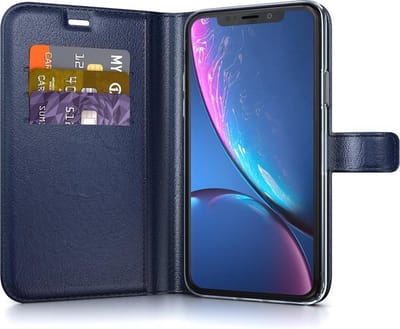 BeHello iPhone XR Hoesje - Gel Wallet Case Met Ruimte Voor 3 Pasjes Blauw