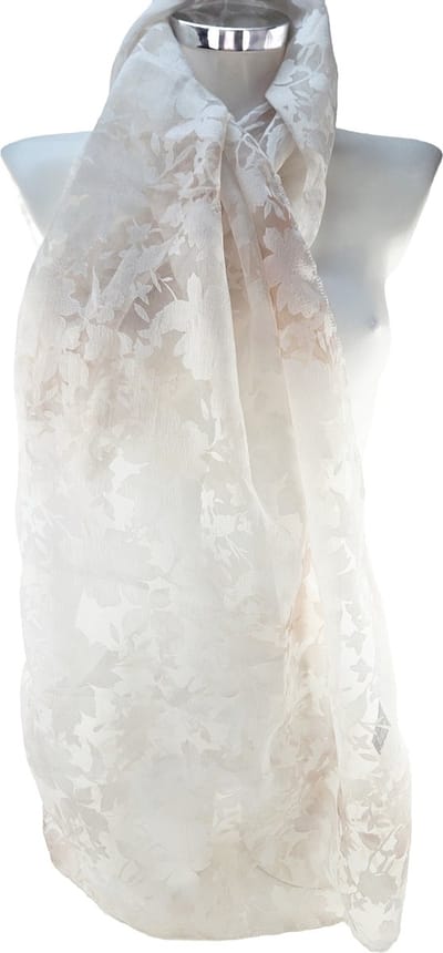 BamBella ® - Sjaal - sjaaltje - feest kant omslag doek hoofddoek beige luxe kant
