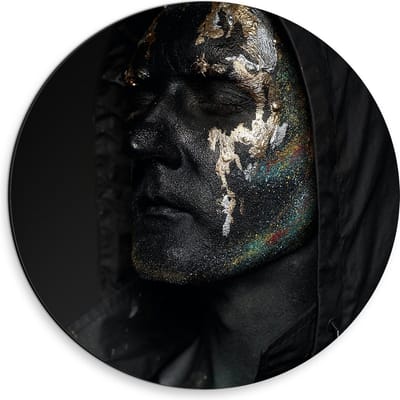 Dibond Wandcirkel - Man van Glitter - 30x30cm Foto op Aluminium Wandcirkel (met ophangsysteem)