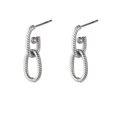 Oorbel dubbele hanger - zilver - LMPiercings