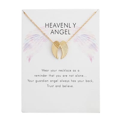Bixorp Luck Gouden Dames Ketting met Engel Vleugels - "Heavenly Angel" - 45/50cm - Cadeau voor Vrouw - Goudkleurig