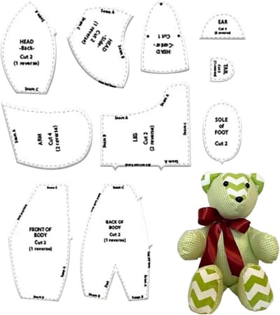 Memory Bear Liniaal - Pluche Beer Sjabloon - Herinneringen Maken - Duurzaam Acryl Materiaal - 10 12 15 Inch - Transparant