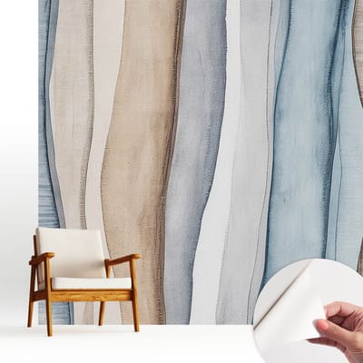 Wallfluent Zelfklevend Behang - Abstracte strepen Stickerbehang op rol - 250x250 cm - Blauw Zelfklevend Behang - Herpositioneerbaar - Voor de woonkamer, slaapkamer en kantoor Zelfklevend Behang