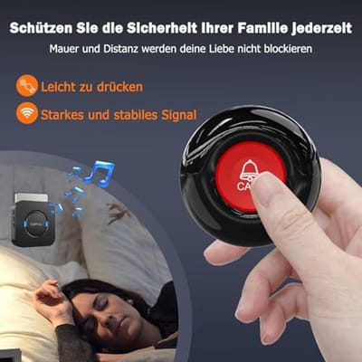 Draadloze Noodoproepknop voor Thuis - Verpleegsteralarm voor Senioren en Gehandicapten