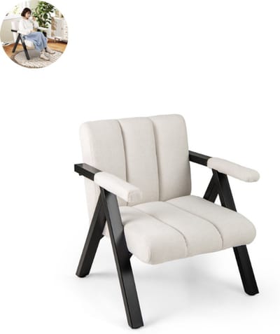 Fauteuil - Relaxzetel - Relaxstoel - Relaxfauteuil - Stoel - Met armleuning - Voor één Persoon - Beige