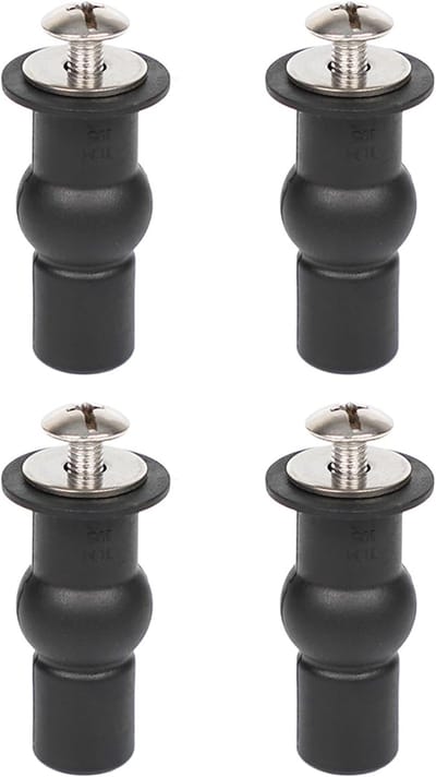 Set van 4 accessoires voor toiletbril, uitbreidingsschroeven en armaturen, set van vervangende toiletbril, scharnierschroeven voor badkamer, toilet, blindgat (zwart)