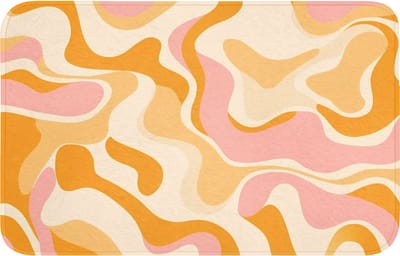 WC mat 80x50 cm - Antislip - Abstract - Golvend - Oranje - Toiletmat - Vloermat - Douchemat - Toilet tapijt - Toiletmatten