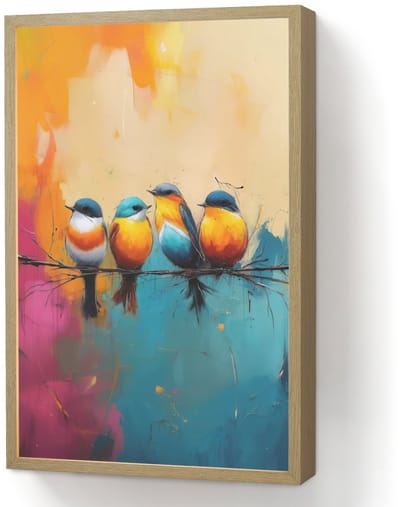 Wandlamp 40x60 cm - Oplaadbaar - Vogels - Kleurrijk - Tak - Abstract - Wandlampen binnen woonkamer - Slaapkamer lamp - Decoratieve nachtlamp - Vloerlamp draadloos