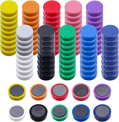 100 Stuks Wittebord Magneten - Kleurige Magneten voor School en Kantoor, Sterke Rondjes voor Foto's en Decoratie, Ideaal voor Magnetische Borden