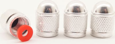 Schrader (auto) ventiel - Zilver aluminium bolvormig met afdichting