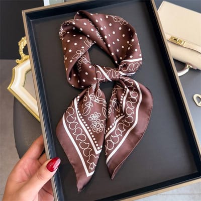 Designer Zijde Vierkante Sjaal Dames Satijnen Sjaal Wikkel Hijab Vrouwen Haarband Pols Luxe Hoofddoek 70*70cm Echarpe Bandana 70x70cm gray