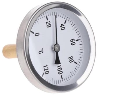 Dailygoods- Thermometer Bimetaal - 63mm Wijzerplaat - Aluminium Behuizing - Temperatuurbereik 0-120°C - Waterdicht - Horizontale Montage - Temperatuurmeter