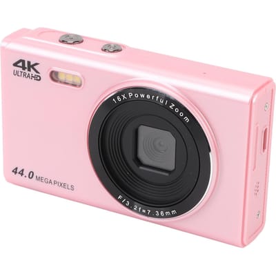 4K Digitale Camera voor Tieners Kinderen 44MP 16x Digitale Zoom Autofocus Beeldstabilisatie 2,4 Inch Scherm Zakformaat roze