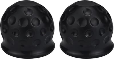 Famanu - Set van 2 trekhaakbeschermkappen, zwart rubber, geschikt voor auto, vrachtwagen of aanhanger
