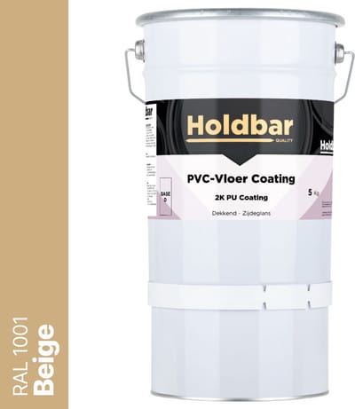 Holdbar PVC-Vloer Coating Beige (RAL 1001) 5 Kg - Vloerverf - Alle kleuren - Hecht direct op PVC - Slijtvast - UV-bestendig - Gemakkelijk te reinigen - Beschermt PVC-Vloer - 2 Componenten Verf