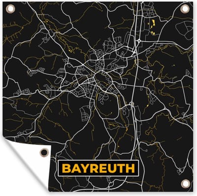 Tuin poster Bayreuth - Stadskaart - Plattegrond - Kaart - Goud - Duitsland - 200x200 cm - Tuindoek