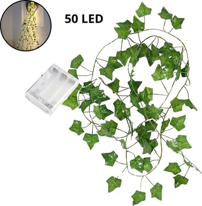 Livano Klimop Slinger - Met Led Lichtjes - Met Lichtjes - Klimop Kunstplant - Plant Slinger - Hangplant Kunstplanten - Fairy Lights - String Lights - Bedroom - Nep Klimop - 5M 50 Leds