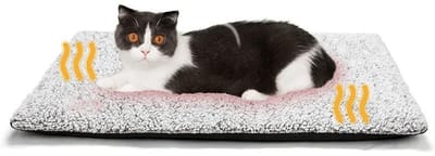 Ynkkvre - Zelfverwarmend - Warmtemat - Kattenbed - Koolstofvezel Warmtereflectie - Voor Kat en Kleine Hond - Elektriciteitsvrij - Afneembare Hoes - Geschikt voor Binnen en Buiten - Lichtgrijs