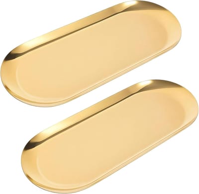 Decoratieve Lade - Opbergbakje Sieraden - Sleutels Organiseren - Roestvrij Staal - 23 cm - Goud