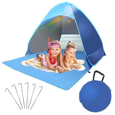 Draagbare pop-up strandtent voor 2-3 personen met UV-bescherming 50+, ideale zonwering voor camping en tuin