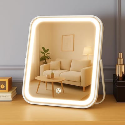 Oplaadbare Make-upspiegel - Verlichte Spiegel - Make-up Aanbrengen - Touchscreen Bediening - 20 x 25 cm - Wit