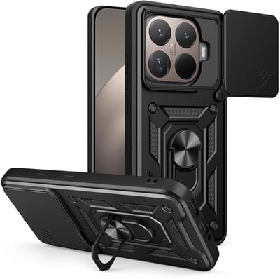 Coverup Hoesje - Geschikt voor Xiaomi 15T Pro Hoesje - Coverup Armor Ring Kickstand Back Cover met Camera Shield - Zwart