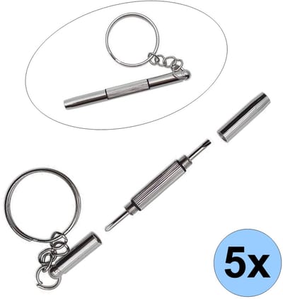 5x Bril Schroevendraaier - Sleutelhanger schroevendraaier - Schroevendraaier Set - Kruiskop - Platkop - Telefoon Reparatie - Dopsleutel - Reparatie Set - Zonnebril - Sleutelhanger