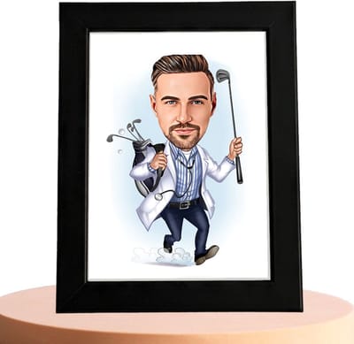 Golf Karikatuur Man - Karikatuur met Jouw Foto - Cadeau - Verjaardag - Kerst - Kado - Valentijn - Gepersonaliseerd Cadeau