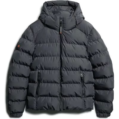Superdry Sportieve Capuchon Pufferjas Donkergrijs Grootte: L