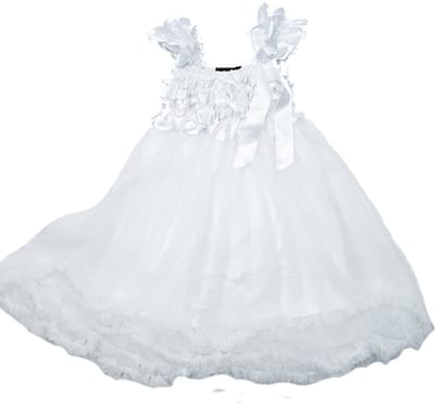 BamBella ® - Jurk - maat 0-1 jaar - 74 80 - Doop jurk feest verjaardag kerst jurkje tulle rushes princess carnaval feestje wit baby