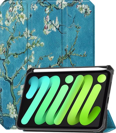 Hoesje Geschikt voor Apple iPad Mini 7 (2024) - 8.3 inch - 7e Generatie - Dun & Stevig - Trifold Bookcase - Hard Cover Case - Met Uitsparing Geschikt voor Apple Pencil - Hardcover Book - Tablet Hoes - Bloesem