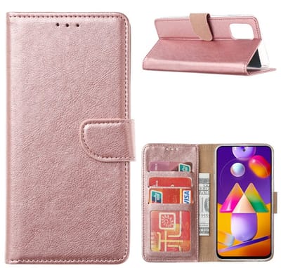 LuxeBass Hoesje geschikt voor Samsung Galaxy M31s - Bookcase Rose Goud - portemonnee hoesje - telefoonhoes - gsm hoes - telefoonhoesjes