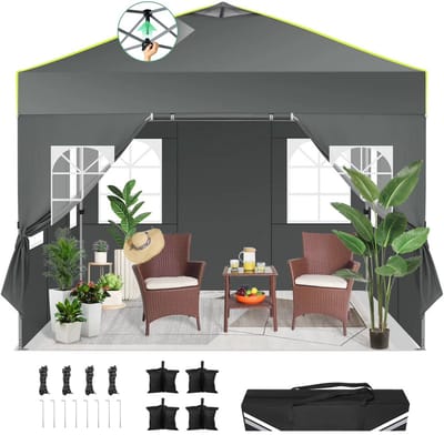 Pop-up Partytent 3x3 m – Waterdichte Feesttent met 4 Zijwanden – UV-Bescherming & Gaasventilatie – Opvouwbaar Tuinpaviljoen voor Tuin, Terras & Evenementen