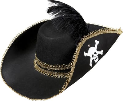 Piratenhoed dames met schedel en veren