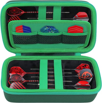 Dart Case van Hard EVA met Mesh Vakken voor Steel Tip en Soft Tip Darts, Ideaal voor Darts Accessoires en Opberging